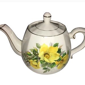 Vintage Ellgreave Wood & Sons Ironstone Yellow Floral Teapot
